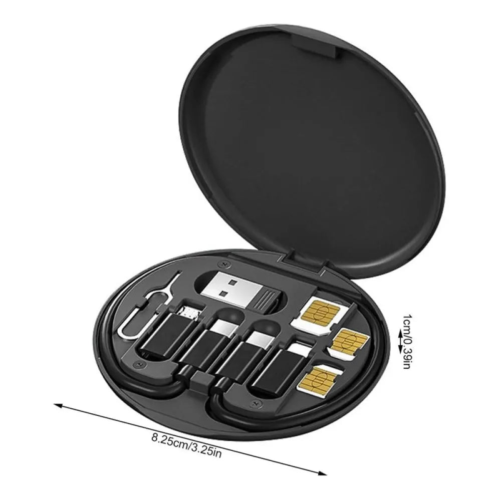 Vibe Geeks Multi-type Compact Cable Card with Cable & USB Adapter Storage Box