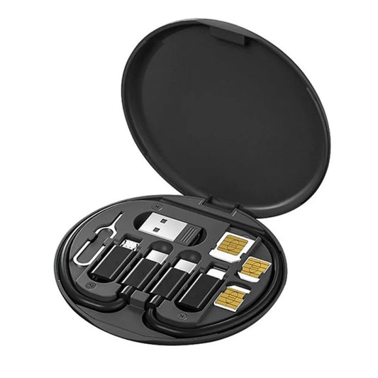 Vibe Geeks Multi-type Compact Cable Card with Cable & USB Adapter Storage Box