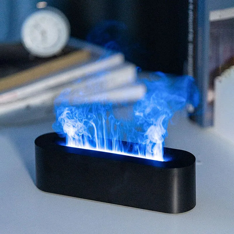 RGB Flame Humidifier Aroma Diffuser: USB Desktop Aromatherapy Purifier with Simulated Light for Bedroom (7 Colors)