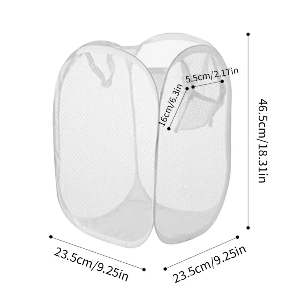 Portable Mesh Pop Up Laundry Hamper Wide Opening Breathable Collapsible Space-Saving Laundry Basket Dorm Travel Bathroom Items