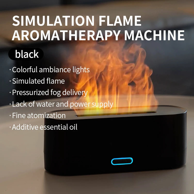 RGB Flame Humidifier Aroma Diffuser: USB Desktop Aromatherapy Purifier with Simulated Light for Bedroom (7 Colors)