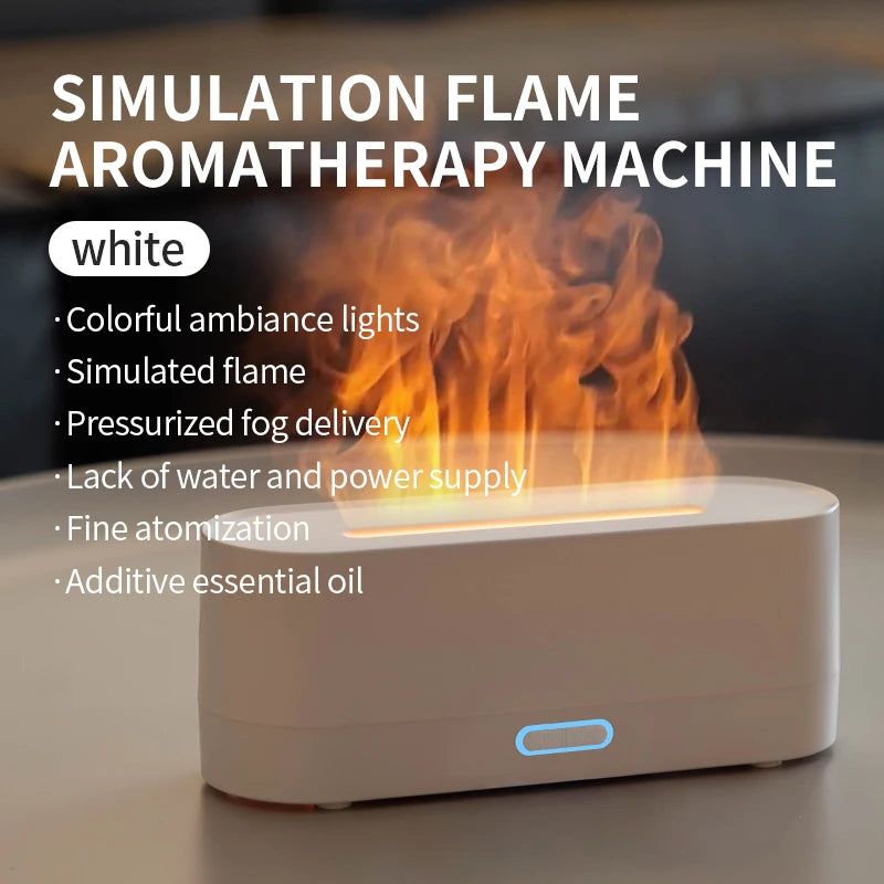 RGB Flame Humidifier Aroma Diffuser: USB Desktop Aromatherapy Purifier with Simulated Light for Bedroom (7 Colors)