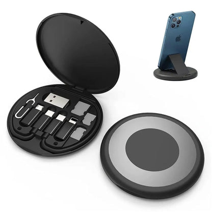 Vibe Geeks Multi-type Compact Cable Card with Cable & USB Adapter Storage Box