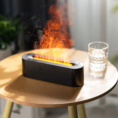 RGB Flame Humidifier Aroma Diffuser: USB Desktop Aromatherapy Purifier with Simulated Light for Bedroom (7 Colors)