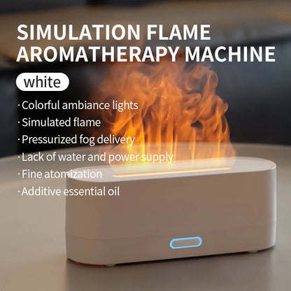 RGB Flame Humidifier Aroma Diffuser: USB Desktop Aromatherapy Purifier with Simulated Light for Bedroom (7 Colors)